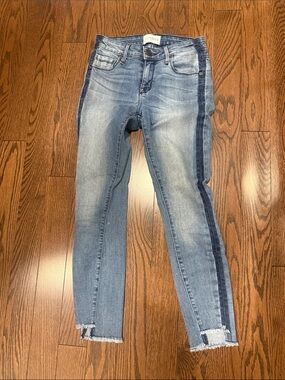 PARKER SMITH Light Wash Skinny Jeans with Dark Wash Side Stripe